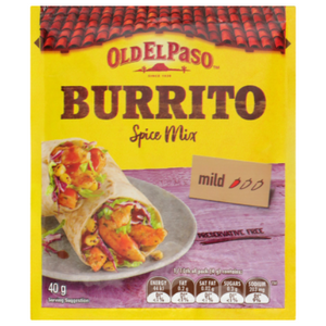 Old El Paso Burrito Spice Mix 40g | Auckland Grocery Delivery Get Old El Paso Burrito Spice Mix 40g delivered to your doorstep by your local Auckland grocery delivery. Shop Paddock To Pantry. Convenient online food shopping in NZ | Grocery Delivery Auckland | Grocery Delivery Nationwide | Fruit Baskets NZ | Online Food Shopping NZ 