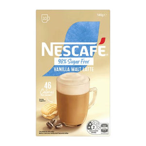 Nescafe 98% Sugar Free Vanilla Malt Latte 10 x 14g | Auckland Grocery Delivery Get Nescafe 98% Sugar Free Vanilla Malt Latte 10 x 14g delivered to your doorstep by your local Auckland grocery delivery. Shop Paddock To Pantry. Convenient online food shopping in NZ | Grocery Delivery Auckland | Grocery Delivery Nationwide | Fruit Baskets NZ | Online Food Shopping NZ 