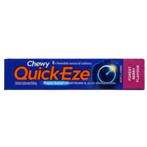 Quick-Eze Forest Berry Chewable Antacid Tablets Stick Pack 8pk | Auckland Grocery Delivery Get Quick-Eze Forest Berry Chewable Antacid Tablets Stick Pack 8pk delivered to your doorstep by your local Auckland grocery delivery. Shop Paddock To Pantry. Convenient online food shopping in NZ | Grocery Delivery Auckland | Grocery Delivery Nationwide | Fruit Baskets NZ | Online Food Shopping NZ 