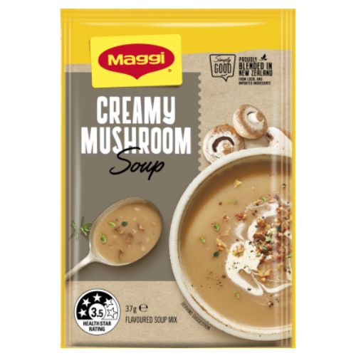 Maggi Creamy Mushroom Soup 37g | Auckland Grocery Delivery Get Maggi Creamy Mushroom Soup 37g delivered to your doorstep by your local Auckland grocery delivery. Shop Paddock To Pantry. Convenient online food shopping in NZ | Grocery Delivery Auckland | Grocery Delivery Nationwide | Fruit Baskets NZ | Online Food Shopping NZ 