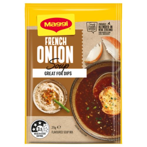 Maggi French Onion Soup 29g | Auckland Grocery Delivery Get Maggi French Onion Soup 29g delivered to your doorstep by your local Auckland grocery delivery. Shop Paddock To Pantry. Convenient online food shopping in NZ | Grocery Delivery Auckland | Grocery Delivery Nationwide | Fruit Baskets NZ | Online Food Shopping NZ 