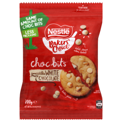 Nestle Bakers' Choice White Chocolate Choc Bits 200g | Auckland Grocery Delivery Get Nestle Bakers' Choice White Chocolate Choc Bits 200g delivered to your doorstep by your local Auckland grocery delivery. Shop Paddock To Pantry. Convenient online food shopping in NZ | Grocery Delivery Auckland | Grocery Delivery Nationwide | Fruit Baskets NZ | Online Food Shopping NZ 