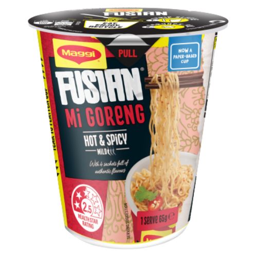 Maggi Fusian Mi Goreng Hot & Spicy Noodles Cup 65g | Auckland Grocery Delivery Get Maggi Fusian Mi Goreng Hot & Spicy Noodles Cup 65g delivered to your doorstep by your local Auckland grocery delivery. Shop Paddock To Pantry. Convenient online food shopping in NZ | Grocery Delivery Auckland | Grocery Delivery Nationwide | Fruit Baskets NZ | Online Food Shopping NZ 