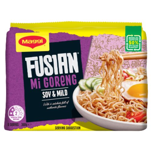 Maggi Fusian Mi Goreng Soy & Mild Spice Noodles 5 Pack 360g | Auckland Grocery Delivery Get Maggi Fusian Mi Goreng Soy & Mild Spice Noodles 5 Pack 360g delivered to your doorstep by your local Auckland grocery delivery. Shop Paddock To Pantry. Convenient online food shopping in NZ | Grocery Delivery Auckland | Grocery Delivery Nationwide | Fruit Baskets NZ | Online Food Shopping NZ 