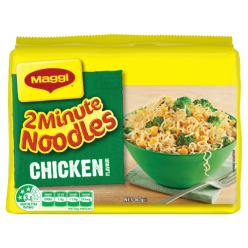 Maggi 2-Minute Chicken Noodles 5 Pack 360g | Auckland Grocery Delivery Get Maggi 2-Minute Chicken Noodles 5 Pack 360g delivered to your doorstep by your local Auckland grocery delivery. Shop Paddock To Pantry. Convenient online food shopping in NZ | Grocery Delivery Auckland | Grocery Delivery Nationwide | Fruit Baskets NZ | Online Food Shopping NZ 