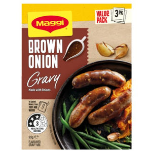 Maggi Brown Onion Flavoured Gravy Mix 3 Pack 93g | Auckland Grocery Delivery Get Maggi Brown Onion Flavoured Gravy Mix 3 Pack 93g delivered to your doorstep by your local Auckland grocery delivery. Shop Paddock To Pantry. Convenient online food shopping in NZ | Grocery Delivery Auckland | Grocery Delivery Nationwide | Fruit Baskets NZ | Online Food Shopping NZ 