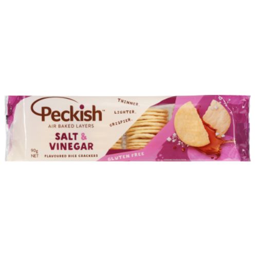 Peckish Salt & Vinegar Flavoured Rice Crackers 90g | Auckland Grocery Delivery Get Peckish Salt & Vinegar Flavoured Rice Crackers 90g delivered to your doorstep by your local Auckland grocery delivery. Shop Paddock To Pantry. Convenient online food shopping in NZ | Grocery Delivery Auckland | Grocery Delivery Nationwide | Fruit Baskets NZ | Online Food Shopping NZ 