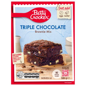 Betty Crocker Triple Chocolate Brownie Mix 500g | Auckland Grocery Delivery Get Betty Crocker Triple Chocolate Brownie Mix 500g delivered to your doorstep by your local Auckland grocery delivery. Shop Paddock To Pantry. Convenient online food shopping in NZ | Grocery Delivery Auckland | Grocery Delivery Nationwide | Fruit Baskets NZ | Online Food Shopping NZ 