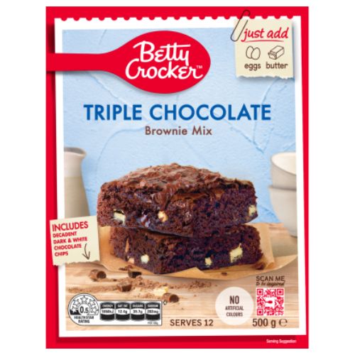 Betty Crocker Triple Chocolate Brownie Mix 500g | Auckland Grocery Delivery Get Betty Crocker Triple Chocolate Brownie Mix 500g delivered to your doorstep by your local Auckland grocery delivery. Shop Paddock To Pantry. Convenient online food shopping in NZ | Grocery Delivery Auckland | Grocery Delivery Nationwide | Fruit Baskets NZ | Online Food Shopping NZ 
