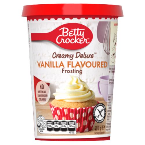 Betty Crocker Creamy Deluxe Vanilla Frosting 400g | Auckland Grocery Delivery Get Betty Crocker Creamy Deluxe Vanilla Frosting 400g delivered to your doorstep by your local Auckland grocery delivery. Shop Paddock To Pantry. Convenient online food shopping in NZ | Grocery Delivery Auckland | Grocery Delivery Nationwide | Fruit Baskets NZ | Online Food Shopping NZ 