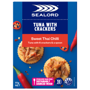 Sealord Sweet Thai Chilli Tuna With Crackers 111g | Auckland Grocery Delivery Get Sealord Sweet Thai Chilli Tuna With Crackers 111g delivered to your doorstep by your local Auckland grocery delivery. Shop Paddock To Pantry. Convenient online food shopping in NZ | Grocery Delivery Auckland | Grocery Delivery Nationwide | Fruit Baskets NZ | Online Food Shopping NZ 