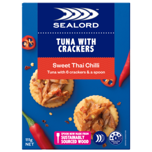 Sealord Sweet Thai Chilli Tuna With Crackers 111g | Auckland Grocery Delivery Get Sealord Sweet Thai Chilli Tuna With Crackers 111g delivered to your doorstep by your local Auckland grocery delivery. Shop Paddock To Pantry. Convenient online food shopping in NZ | Grocery Delivery Auckland | Grocery Delivery Nationwide | Fruit Baskets NZ | Online Food Shopping NZ 