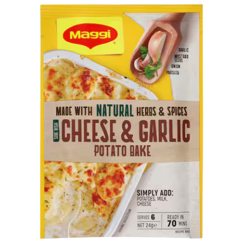 Maggi Side Dish Cheese And Garlic Potato Bake 24g | Auckland Grocery Delivery Get Maggi Side Dish Cheese And Garlic Potato Bake 24g delivered to your doorstep by your local Auckland grocery delivery. Shop Paddock To Pantry. Convenient online food shopping in NZ | Grocery Delivery Auckland | Grocery Delivery Nationwide | Fruit Baskets NZ | Online Food Shopping NZ 
