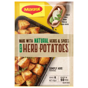 Maggi Side Dish Herb Potatoes 43g | Auckland Grocery Delivery Get Maggi Side Dish Herb Potatoes 43g delivered to your doorstep by your local Auckland grocery delivery. Shop Paddock To Pantry. Convenient online food shopping in NZ | Grocery Delivery Auckland | Grocery Delivery Nationwide | Fruit Baskets NZ | Online Food Shopping NZ 
