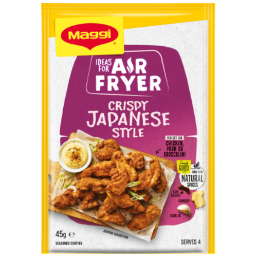 Maggi Air Fryer Crispy Japanese Style Seasoned Coating Sachet 45g | Auckland Grocery Delivery Get Maggi Air Fryer Crispy Japanese Style Seasoned Coating Sachet 45g delivered to your doorstep by your local Auckland grocery delivery. Shop Paddock To Pantry. Convenient online food shopping in NZ | Grocery Delivery Auckland | Grocery Delivery Nationwide | Fruit Baskets NZ | Online Food Shopping NZ 