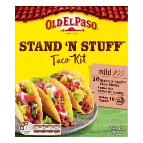 Old El Paso Mild Stand 'n Stuff Taco Kit 295g | Auckland Grocery Delivery Get Old El Paso Mild Stand 'n Stuff Taco Kit 295g delivered to your doorstep by your local Auckland grocery delivery. Shop Paddock To Pantry. Convenient online food shopping in NZ | Grocery Delivery Auckland | Grocery Delivery Nationwide | Fruit Baskets NZ | Online Food Shopping NZ 