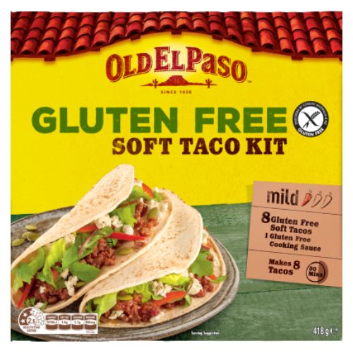 Old El Paso Gluten Free Soft Taco Kit 418g | Auckland Grocery Delivery Get Old El Paso Gluten Free Soft Taco Kit 418g delivered to your doorstep by your local Auckland grocery delivery. Shop Paddock To Pantry. Convenient online food shopping in NZ | Grocery Delivery Auckland | Grocery Delivery Nationwide | Fruit Baskets NZ | Online Food Shopping NZ 