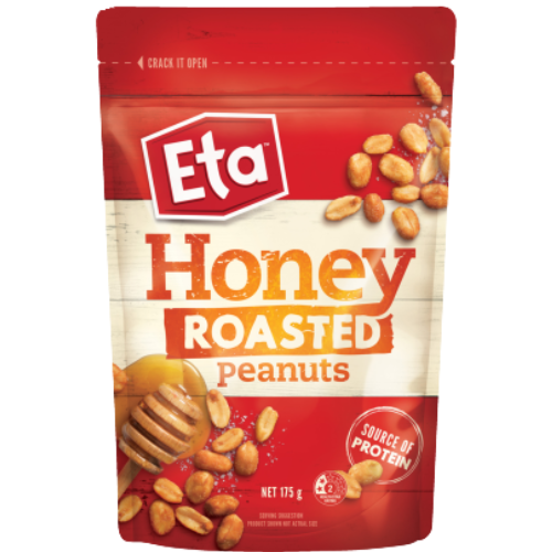 Eta Honey Roasted Peanuts 175g | Auckland Grocery Delivery Get Eta Honey Roasted Peanuts 175g delivered to your doorstep by your local Auckland grocery delivery. Shop Paddock To Pantry. Convenient online food shopping in NZ | Grocery Delivery Auckland | Grocery Delivery Nationwide | Fruit Baskets NZ | Online Food Shopping NZ 
