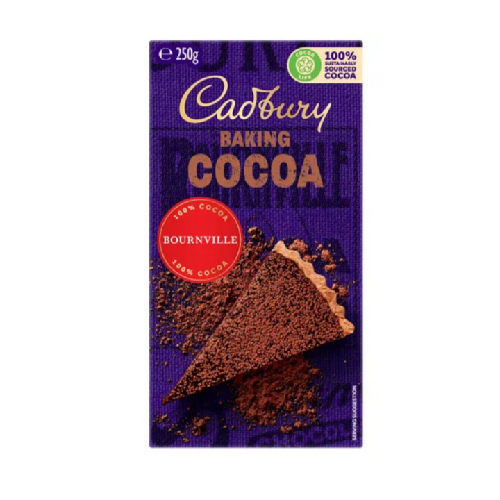 Cadbury Cocoa 250g | Auckland Grocery Delivery Get Cadbury Cocoa 250g delivered to your doorstep by your local Auckland grocery delivery. Shop Paddock To Pantry. Convenient online food shopping in NZ | Grocery Delivery Auckland | Grocery Delivery Nationwide | Fruit Baskets NZ | Online Food Shopping NZ Indulge in the decadent flavors of Bournville Cocoa. Made from 100% cocoa, processed to elevate the taste and color in your baked goods. 