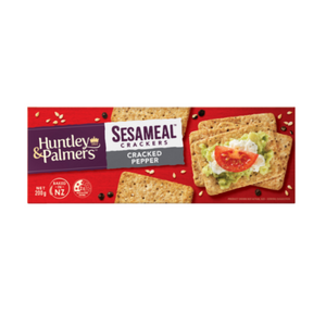 Huntley & Palmer's Sesameal Crackers - Cracked Pepper 200g | Auckland Grocery Delivery Get Huntley & Palmer's Sesameal Crackers - Cracked Pepper 200g delivered to your doorstep by your local Auckland grocery delivery. Shop Paddock To Pantry. Convenient online food shopping in NZ | Grocery Delivery Auckland | Grocery Delivery Nationwide | Fruit Baskets NZ | Online Food Shopping NZ Huntley & Palmer's Cream Crackers - The original 'goes with everything' cracker. Delivering an amazing range of groceries, gift b