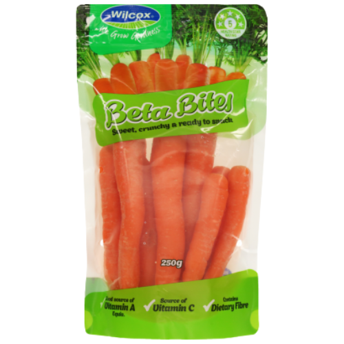 Wilcox Beta Bites Snacking Carrots 250g | Auckland Grocery Delivery Get Wilcox Beta Bites Snacking Carrots 250g delivered to your doorstep by your local Auckland grocery delivery. Shop Paddock To Pantry. Convenient online food shopping in NZ | Grocery Delivery Auckland | Grocery Delivery Nationwide | Fruit Baskets NZ | Online Food Shopping NZ Wilcox Beta Bites snacking carrots 250g – sweet, crunchy, and ready to eat. A healthy NZ-grown snack, perfect for lunchboxes and on-the-go.