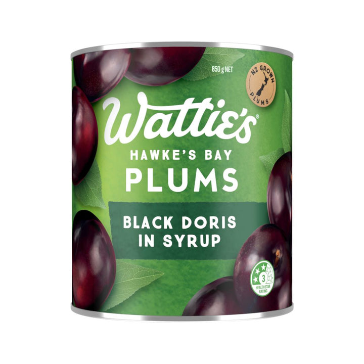Watties Black Dorris Plums In Syrup Wattie’s Black Doris Plums in Syrup. Sweet, juicy plums perfect for desserts and breakfast — shop pantry favourites online with convenient NZ grocery delivery.