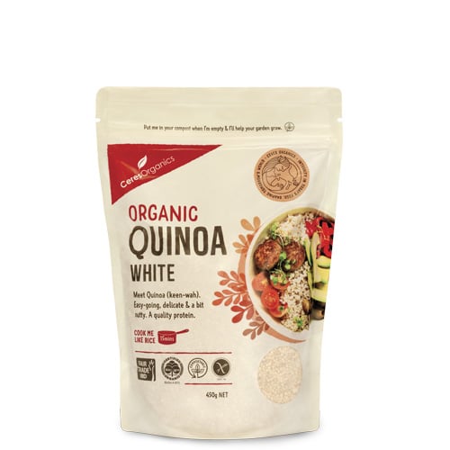 Ceres Organics White Quinoa 450g | Auckland Grocery Delivery Get Ceres Organics White Quinoa 450g delivered to your doorstep by your local Auckland grocery delivery. Shop Paddock To Pantry. Convenient online food shopping in NZ | Grocery Delivery Auckland | Grocery Delivery Nationwide | Fruit Baskets NZ | Online Food Shopping NZ Grocery delivery 7 days in Auckland & overnight NZ wide. Get free grocery delivery when you spend over $125. Paddock To Pantry delivers groceries, fruit baskets, gift baskets, flowe