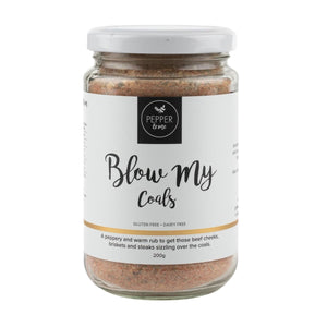 Pepper & Me 'Blow My Coals' BBQ Beef Rub | Auckland Grocery Delivery Get Pepper & Me 'Blow My Coals' BBQ Beef Rub delivered to your doorstep by your local Auckland grocery delivery. Shop Paddock To Pantry. Convenient online food shopping in NZ | Grocery Delivery Auckland | Grocery Delivery Nationwide | Fruit Baskets NZ | Online Food Shopping NZ Pepper & Me BBQ Beef Rub is the perfect seasoning for summer's brisket, beef cheeks, ribs. 7 day delivery Auckland & NZ wide delivery overnight. ⭐️⭐️⭐️⭐️⭐️
