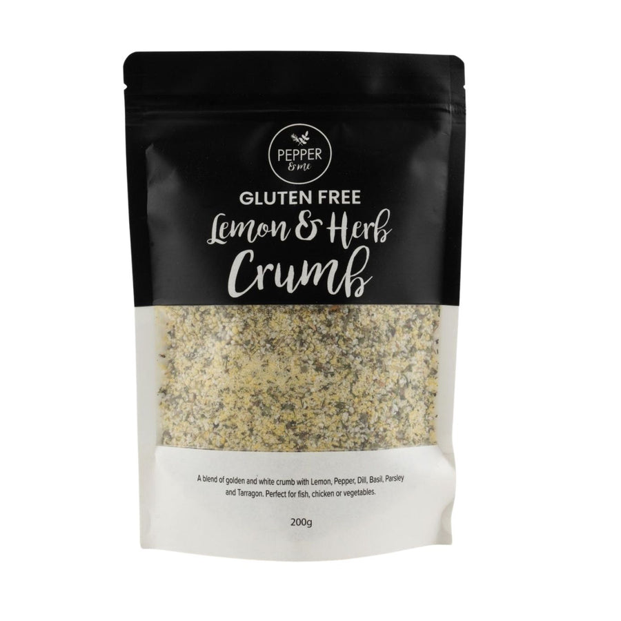 Pepper & Me Gluten Free Lemon & Herb Crumb | Auckland Grocery Delivery Get Pepper & Me Gluten Free Lemon & Herb Crumb delivered to your doorstep by your local Auckland grocery delivery. Shop Paddock To Pantry. Convenient online food shopping in NZ | Grocery Delivery Auckland | Grocery Delivery Nationwide | Fruit Baskets NZ | Online Food Shopping NZ Gluten Free Lemon & Herb Crumb from Pepper & Me. Get it delivered 7 days with Auckland Grocery Delivery & NZ wide overnight. Afterpay & Laybuy.