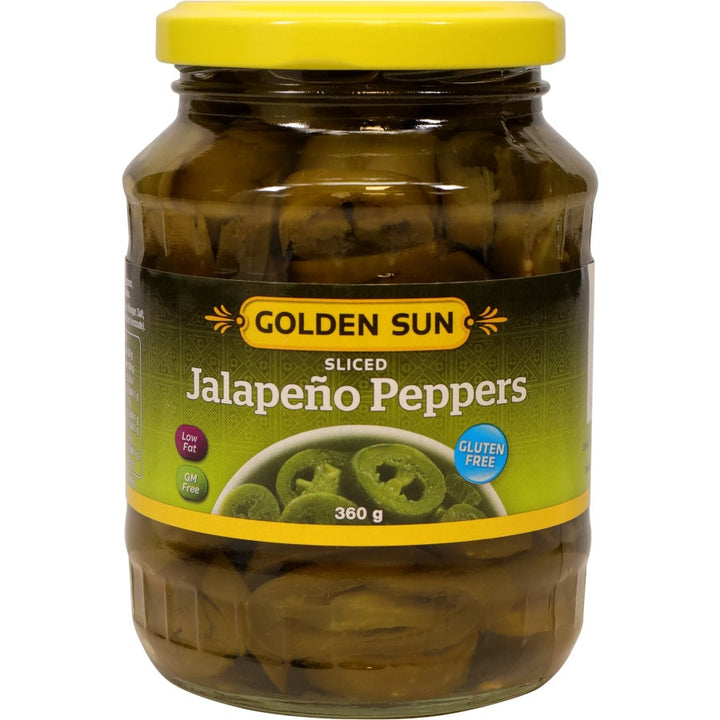 Golden Sun Sliced Jalapenos 360g | Auckland Grocery Delivery Get Golden Sun Sliced Jalapenos 360g delivered to your doorstep by your local Auckland grocery delivery. Shop Paddock To Pantry. Convenient online food shopping in NZ | Grocery Delivery Auckland | Grocery Delivery Nationwide | Fruit Baskets NZ | Online Food Shopping NZ Get these delicious Sliced Jalapeno Peppers with the rest of your groceries delivered overnight Aucklandwide with the click of a button. 