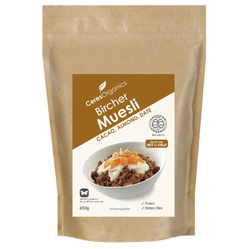 Ceres Organics Muesli Bircher 650g | Auckland Grocery Delivery Get Ceres Organics Muesli Bircher 650g delivered to your doorstep by your local Auckland grocery delivery. Shop Paddock To Pantry. Convenient online food shopping in NZ | Grocery Delivery Auckland | Grocery Delivery Nationwide | Fruit Baskets NZ | Online Food Shopping NZ Get Ceres Organics Muesli Bircher delivered to your door 7 days in Auckland and NZ wide overnight with Paddock To Pantry. | Free delivery on orders over $125. 