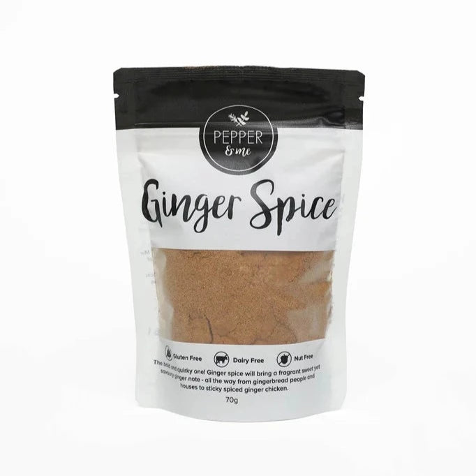 Pepper & Me Ginger Spice | Auckland Grocery Delivery Get Pepper & Me Ginger Spice delivered to your doorstep by your local Auckland grocery delivery. Shop Paddock To Pantry. Convenient online food shopping in NZ | Grocery Delivery Auckland | Grocery Delivery Nationwide | Fruit Baskets NZ | Online Food Shopping NZ A one of a kind spice mix filled with Christmas fragrance. Use in Gingerbread people, ginger loaves, add to pancakes and more! | Grocery Delivery Auckland