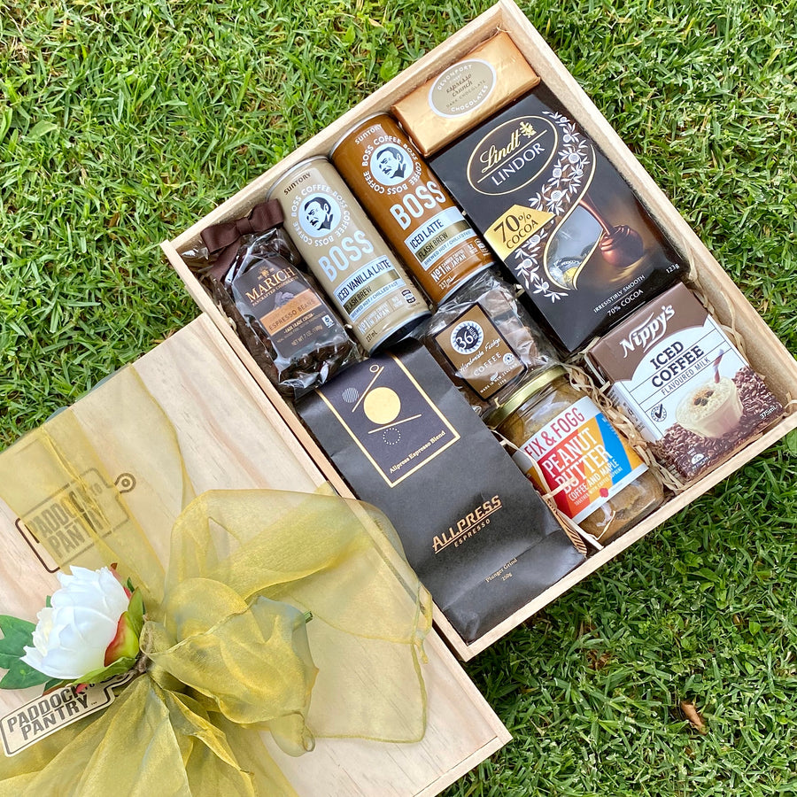 Coffee Lovers Gift Basket | Auckland Grocery Delivery Get Coffee Lovers Gift Basket delivered to your doorstep by your local Auckland grocery delivery. Shop Paddock To Pantry. Convenient online food shopping in NZ | Grocery Delivery Auckland | Grocery Delivery Nationwide | Fruit Baskets NZ | Online Food Shopping NZ Free Delivery NZ wide. A Gift Basket sure to give a coffee lover their caffeine hit! Perfect as a Fathers Day Gift, Birthday Gift or a Thank-You Gift. Paddock To Pantry supply a wide range of gif