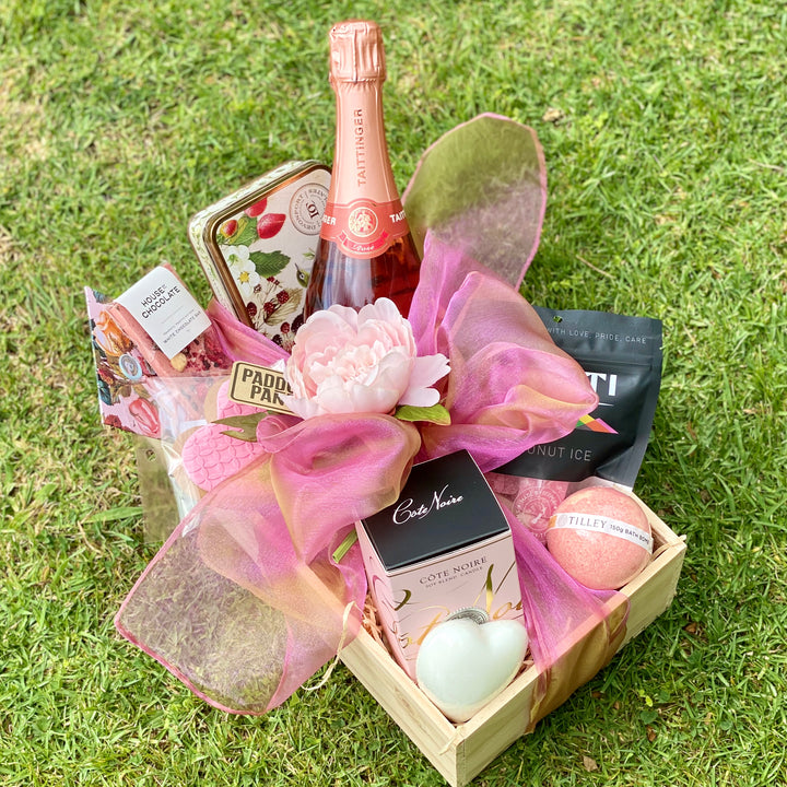 Spoil Her Gift Basket | Auckland Grocery Delivery Get Spoil Her Gift Basket delivered to your doorstep by your local Auckland grocery delivery. Shop Paddock To Pantry. Convenient online food shopping in NZ | Grocery Delivery Auckland | Grocery Delivery Nationwide | Fruit Baskets NZ | Online Food Shopping NZ Spoil Her with a premium Gift Basket and get it delivered for free! This luxury gift basket includes Taittinger Champagne, Cote Noire, House of Chocolate and more and is beautifully presented in a premiu
