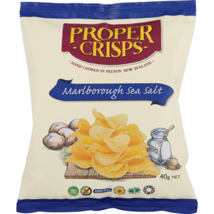 Proper Crisps Malborough Sea Salt | Auckland Grocery Delivery Get Proper Crisps Malborough Sea Salt delivered to your doorstep by your local Auckland grocery delivery. Shop Paddock To Pantry. Convenient online food shopping in NZ | Grocery Delivery Auckland | Grocery Delivery Nationwide | Fruit Baskets NZ | Online Food Shopping NZ Delicious batch cooked Agria potatoes - these chips from Proper Crisps are moorish! Get your favourite chips and groceries delivered 7 days in Auckland or NZ wide overnight. Get F