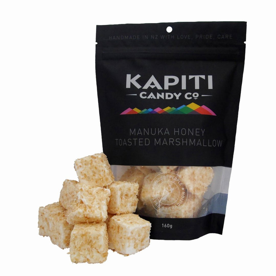 Kapiti Candy Manuka Honey Toasted Marshmallow 160g | Auckland Grocery Delivery Get Kapiti Candy Manuka Honey Toasted Marshmallow 160g delivered to your doorstep by your local Auckland grocery delivery. Shop Paddock To Pantry. Convenient online food shopping in NZ | Grocery Delivery Auckland | Grocery Delivery Nationwide | Fruit Baskets NZ | Online Food Shopping NZ Get groceries delivered today in Auckland or overnight NZ wide. 
Treat yourself to delicious Kapiti Candy Honey Toasted Marshmallows - this NZ ca