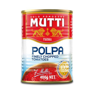 Mutti Polpa Finely Chopped Tomatoes | Auckland Grocery Delivery Get Mutti Polpa Finely Chopped Tomatoes delivered to your doorstep by your local Auckland grocery delivery. Shop Paddock To Pantry. Convenient online food shopping in NZ | Grocery Delivery Auckland | Grocery Delivery Nationwide | Fruit Baskets NZ | Online Food Shopping NZ Italian Finely Chopped Tomatoes 400g delivered to your doorstep with Auckland grocery delivery from Paddock To Pantry. Convenient online food shopping in NZ