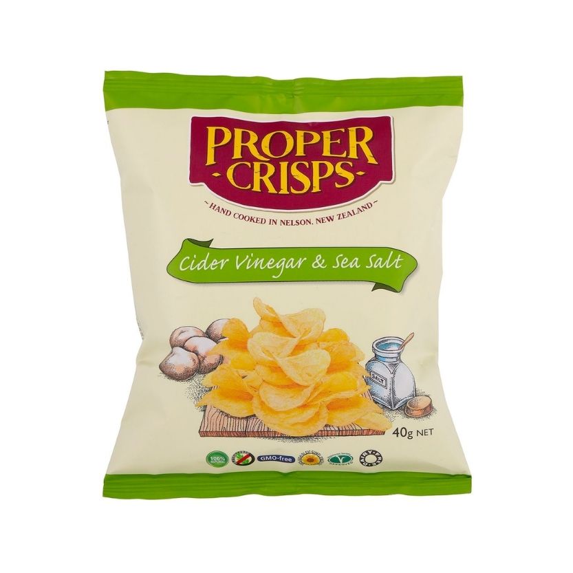 Proper Crisps Cider Vinegar 40g | Auckland Grocery Delivery Get Proper Crisps Cider Vinegar 40g delivered to your doorstep by your local Auckland grocery delivery. Shop Paddock To Pantry. Convenient online food shopping in NZ | Grocery Delivery Auckland | Grocery Delivery Nationwide | Fruit Baskets NZ | Online Food Shopping NZ Award Winning moreish Apple Cider Vinegar crisp has the perfect balance of sweet and zing, we make ours with real vinegar! | Online Food Shopping NZ
