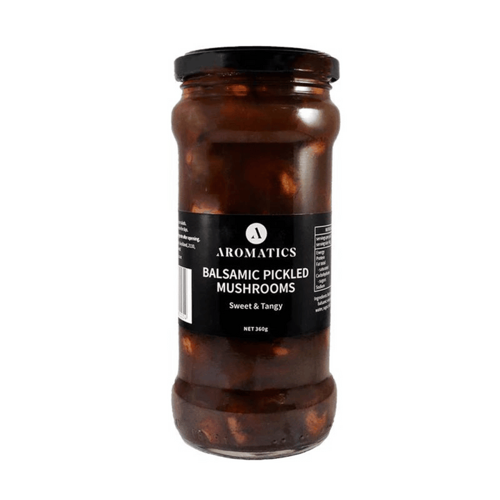 Aromatics Balsamic Pickled Mushroom | Auckland Grocery Delivery Get Aromatics Balsamic Pickled Mushroom delivered to your doorstep by your local Auckland grocery delivery. Shop Paddock To Pantry. Convenient online food shopping in NZ | Grocery Delivery Auckland | Grocery Delivery Nationwide | Fruit Baskets NZ | Online Food Shopping NZ Sweet and tangy button mushrooms in balsamic, red wine and apple juice pickle. Ideal for summer platters, with BBQ meats or tossed through salads. 