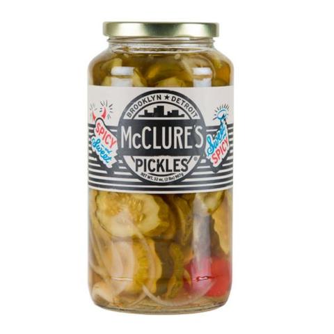 McClure's Pickles Spicy & Sweet Crinkle Cut | Auckland Grocery Delivery Get McClure's Pickles Spicy & Sweet Crinkle Cut delivered to your doorstep by your local Auckland grocery delivery. Shop Paddock To Pantry. Convenient online food shopping in NZ | Grocery Delivery Auckland | Grocery Delivery Nationwide | Fruit Baskets NZ | Online Food Shopping NZ McClure's Pickles 946ml. These pickles are made with quality ingredients and a traditional family recipe, resulting in a deliciously crisp and flavourful pickl