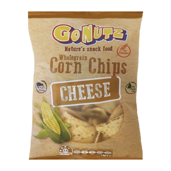 GoNutz Wholegrain Corn Chips - Cheese | Auckland Grocery Delivery Get GoNutz Wholegrain Corn Chips - Cheese delivered to your doorstep by your local Auckland grocery delivery. Shop Paddock To Pantry. Convenient online food shopping in NZ | Grocery Delivery Auckland | Grocery Delivery Nationwide | Fruit Baskets NZ | Online Food Shopping NZ Gluten Free Wholegrain Corn Chips. These corn chips are made with real cheese, giving them a deliciously bold and creamy taste. | Online Food Shopping NZ
