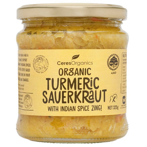 Ceres Organics Sauerkraut - Turmeric with Indian Spice Zing | Auckland Grocery Delivery Get Ceres Organics Sauerkraut - Turmeric with Indian Spice Zing delivered to your doorstep by your local Auckland grocery delivery. Shop Paddock To Pantry. Convenient online food shopping in NZ | Grocery Delivery Auckland | Grocery Delivery Nationwide | Fruit Baskets NZ | Online Food Shopping NZ Tumeric Sauerkraut 325g Available for delivery to your doorstep with Paddock To Pantry’s Auckland Grocery Delivery. Online shop