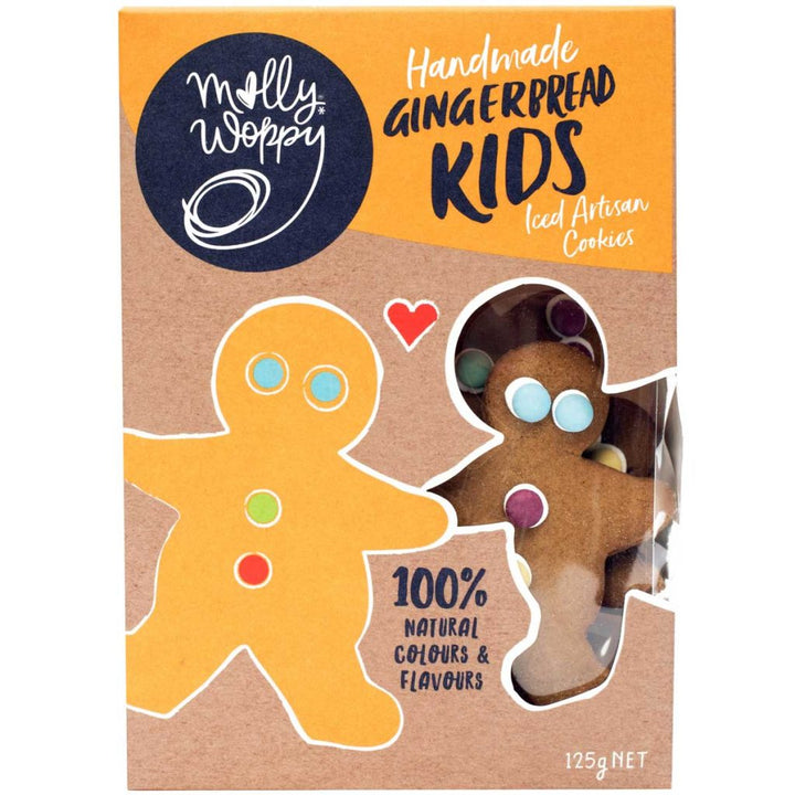 Molly Woppy Gingerbread Kids | Auckland Grocery Delivery Get Molly Woppy Gingerbread Kids delivered to your doorstep by your local Auckland grocery delivery. Shop Paddock To Pantry. Convenient online food shopping in NZ | Grocery Delivery Auckland | Grocery Delivery Nationwide | Fruit Baskets NZ | Online Food Shopping NZ These Gingerbread Kids Cookies from Molly Woppy are the life of the party! Crisp gingerbread dressed in buttons that are 100% natural! Free from artificial colours, flavours, palm oil and p