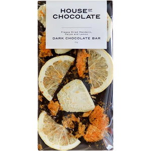 House Of Chocolate - Dark Chocolate Mandarin Feijoa & Lemon | Auckland Grocery Delivery Get House Of Chocolate - Dark Chocolate Mandarin Feijoa & Lemon delivered to your doorstep by your local Auckland grocery delivery. Shop Paddock To Pantry. Convenient online food shopping in NZ | Grocery Delivery Auckland | Grocery Delivery Nationwide | Fruit Baskets NZ | Online Food Shopping NZ Dairy-Free Chocolate House of Chocolate - Dark Chocolate Premium Callebaut (min)55% Cacao Dark Chocolate Delivered 7 days in Au