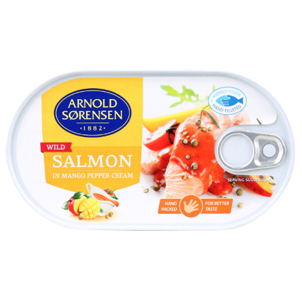 Arnold Sorensen Salmon in Mango Pepper Cream | Auckland Grocery Delivery Get Arnold Sorensen Salmon in Mango Pepper Cream delivered to your doorstep by your local Auckland grocery delivery. Shop Paddock To Pantry. Convenient online food shopping in NZ | Grocery Delivery Auckland | Grocery Delivery Nationwide | Fruit Baskets NZ | Online Food Shopping NZ Get Canned Salmon and other groceries delivered to your door 7 days in Auckland or delivery to NZ Metro areas overnight. Get Free Delivery on all orders over