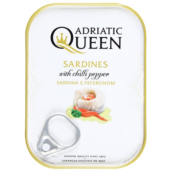 Adriatic Queen Sardines with Hot Pepper | Auckland Grocery Delivery Get Adriatic Queen Sardines with Hot Pepper delivered to your doorstep by your local Auckland grocery delivery. Shop Paddock To Pantry. Convenient online food shopping in NZ | Grocery Delivery Auckland | Grocery Delivery Nationwide | Fruit Baskets NZ | Online Food Shopping NZ Get canned Hot Pepper Salmon and other groceries delivered to your door 7 days in Auckland or delivery to NZ Metro areas overnight. Get Free Delivery on all orders ove