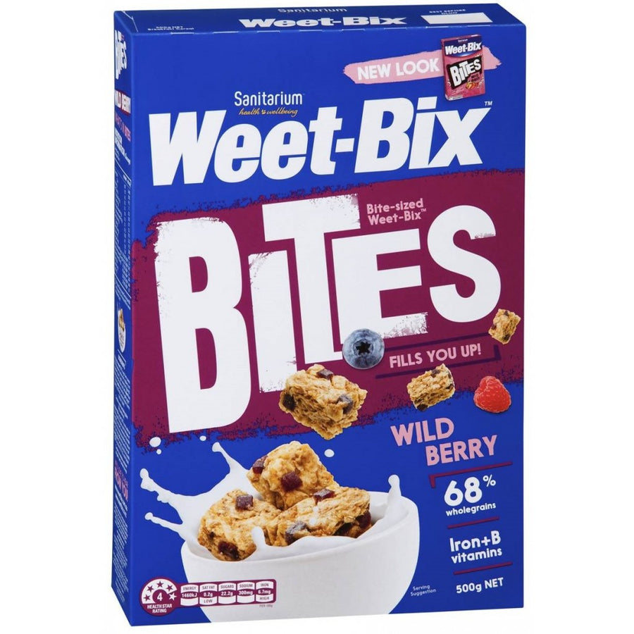 Sanitarium Weet-Bix Wildberry Bites 500g | Auckland Grocery Delivery Get Sanitarium Weet-Bix Wildberry Bites 500g delivered to your doorstep by your local Auckland grocery delivery. Shop Paddock To Pantry. Convenient online food shopping in NZ | Grocery Delivery Auckland | Grocery Delivery Nationwide | Fruit Baskets NZ | Online Food Shopping NZ If you like delicious wildberry flavours for breakfast – fill your bowl with Weet-Bix™ Wild Berry Bites. 